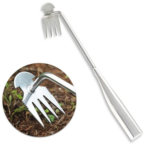 YdseozOA Edelstahl-Gartenarbeits-Handjätungswerkzeug, 2-in-1-Handjäter mit langem Griff, professioneller Trimmer-Unkraut, Gartengeräte zum Entfernen von Gartenunkraut