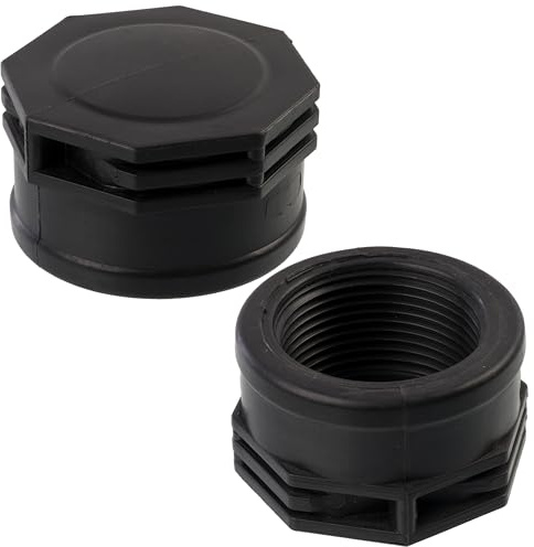 AERZETIX - Juego de 2 Tapones Hembra 1 1/4 para Atornillar en Polietileno para Manguera de Riego Sistema de Goteo - Presión Máx 10 Bar - Racor Circuito Tapa Irrigación - Negro - C75027