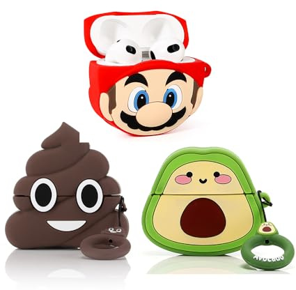 Confezione da 3 Custodie per AirPods di 3ª Generazione (2022), Custodia Protettiva in Silicone XMBYGY con Divertente Design Carino per AirPods 3, con Portachiavi