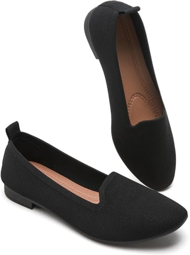 BABUDOG Women's Sparkly Flats Shoes Shiny Mesh Loafers Shoes Soft Memory Foam Flats(Full Black.US9)