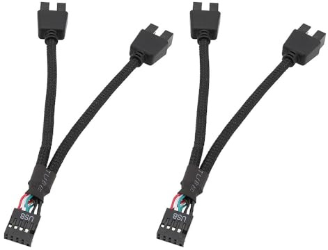 Mugetech USB 2.0 Female To Dual 9-Pin Male Extension Cable, 2Pcs Motherboard 9-PIN USB 2.0 Header Splitter 1 To 2 Adapter For Computer Internal Motherboard Cable