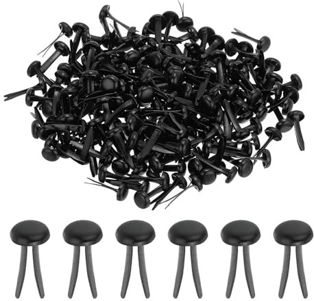 PATIKIL 500 Stück Musterbeutelklammern 4,5 x 8 mm Mini Brads Metall Rundkopfklammern Briefklammern Musterklammern Scrapbooking für Kunst Basteln Handwerk DIY-Projekte PapierSchwarz