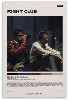 Póster clásico de la película Fight Club, pósteres musicales minimalistas para habitación, lienzo estético, arte de pared, decoración de dormitorio, 12 x 18 pulgadas (30 x 45 cm)