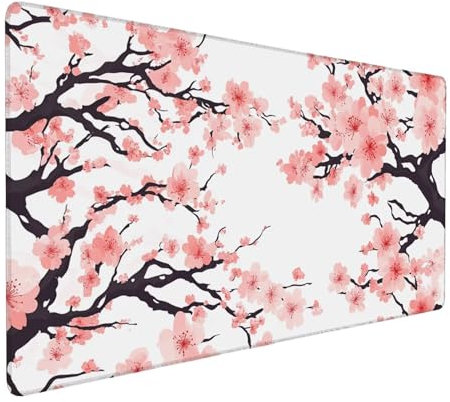Rosa Mauspad 1600 x 800 x 3 mm,XXL Gaming Mauspad Baum,Verlängertes Groß Mauspad Schreibtischauflage,Wasserdicht Mauspad,Genähte Kanten Mauspad,rutschfeste Gummibasis,Mauspad Gamer,Geschenk Y-753