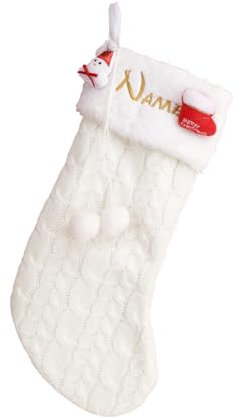 Personalisierte Weihnachtsstrümpfe bestickte Weihnachtsstrumpf mit Namen, 16 „Stricken Xmas Strümpfe Kamin hängenden Weihnachtsbaum Dekoration Geschenk Tasche für Familie Urlaub Party