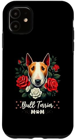 Custodia per iPhone 11 Roses Flowers Bull Terrier Mom Mini Bull