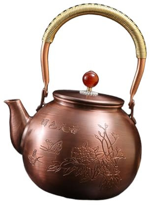 JISADER Bouilloire En Cuivre Faite à La Main pour Le Thé, 1300 Ml, pour La Cuisine et La Maison, Guosetianxiang