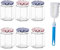 Glass Jam Jars 6 Pack Hexagonal Storage Glass Jars with Screw Top Red and Blue Gingham Lids 280ml / 9oz Clear Airtight Preserving Glass Jars with Brush, for Marmalade Honey Spices Pickle Chutney