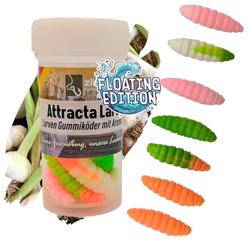 Zite Fishing Attracta Larv Floating | 8 Stück Aromatisierte Gummiköder | Forellen-Angeln | Künstliche Larven Rotationsköder Auftreibende Wirkung | Phthalatfrei & Nachhaltig