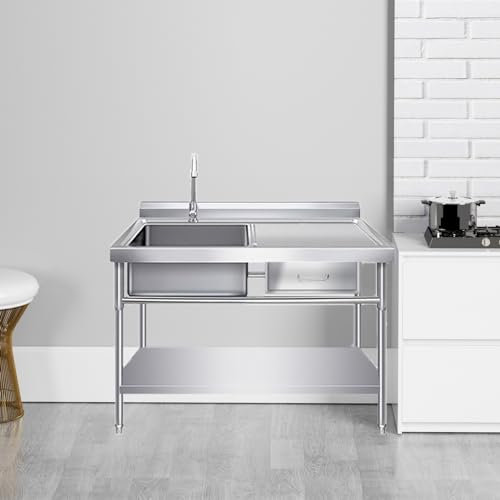 Lavello da cucina in acciaio inox, lavello indipendente per catering commerciale, lavanderia con cassetti, stazione lavamani, tubo flessibile con rubinetto per acqua calda e fredda