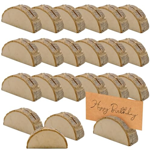 Fahibin 20 Stück Tischkarte Inhaber Holz, Kartenhalter Hochzeit Platzkartenhalter, Holz Menükartenhalter Tischkartenhalter Kartenständer Fotoständer