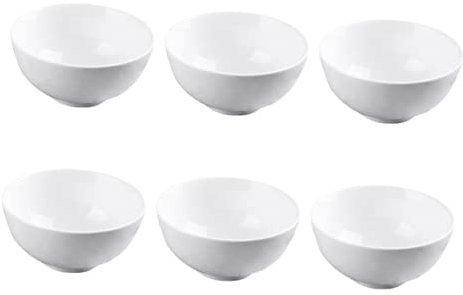BESTYASH Lot de 6 Bols à Riz en Porcelaine Blanche Récipients à Salade Bols à Légumes Matériau Solide pour Restaurant et Maison Empilables Utilisation Quotidienne