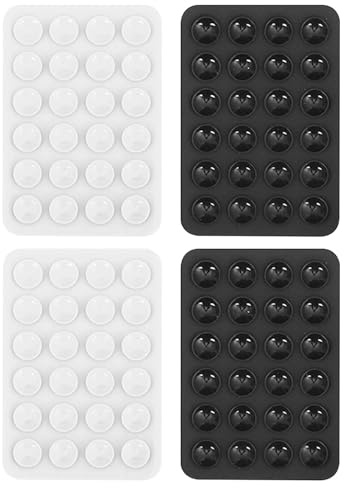 4Pcs Silicone Suction Phone Case Mount, Non Slip Hands-Free Sticky Cell Phone Grip, Suction Cup Mirror Shower Ph-one Mount Holder for Selfies and Videos, Phone Grip for i-P-hone and An-droid Cases