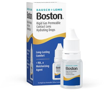 Boston RGP Contact Lens Hydrating Drops - Enriched with Hyaluronic Acid & PEG 8000 for Soothing Hydration - Gentle Oxyd Preservative- Long-Lasting Comfort