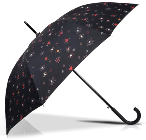 Isotoner Parapluie Canne solide ouverture auto ultra dérperlant Fleurs Pensées