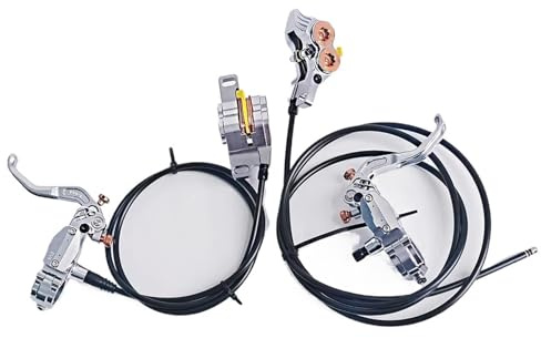 DGOINGPI Fahrrad Trommelbremse FV4-L Fahrrad-Hydraulik-Scheibenbremsen-Set mit 180-mm-Rotoren, Aluminium-4-Kolben-Öldruck-Bremssätteln, Radialhebel Fahrrad Trommelbremsensatz(FV4-L S)