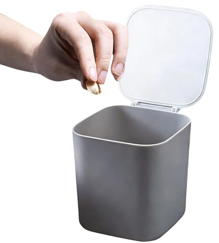 Generisch Mini cubo de basura de escritorio – Cubo de basura de mesa con tapa, cubo de basura para encimeras | Para el hogar, dormitorio, sala de estar, cocina, mostrador, mesa, apartamento, oficina