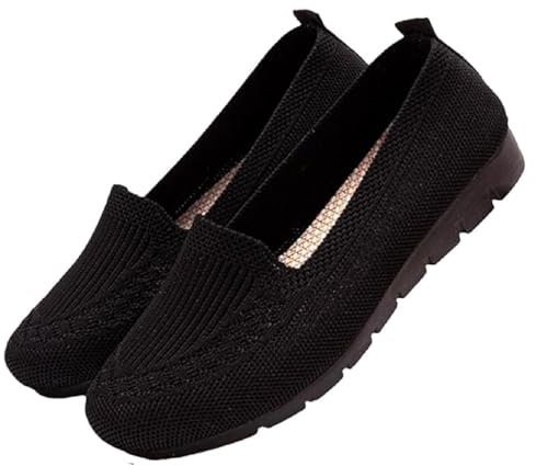 Dyalsa Women's Orthopedic Loafers Slip On Walking Shoes - Breathable Knit Mesh, Non-Slip Soft Sole, Lightweight Arch Support Comfort Flats for Work & Travel