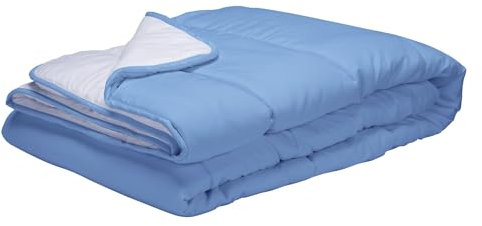 Pikolin Home - Piumino Reversibile 300 gr - Imbottitura Nordica Bicolore - Per Lettino da 60 - Tocco Piuma, Caldo, Traspirante, Colore Blu/Bianco, 100 x 120 cm