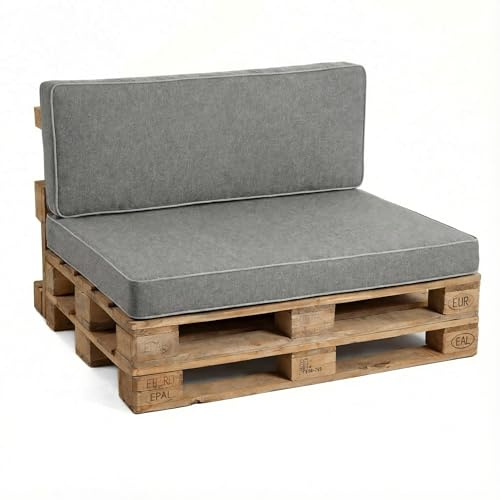 Gutekissen® Europalettenkissen Möbel, Gartenkissen, Rattan, Sitzauflage, Rückenauflage P (Grau, Sitzkissen 120x60)