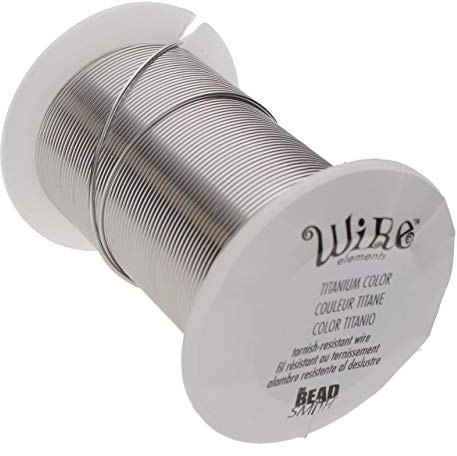 The Beadsmith Wire Elements 18-Gauge Lacquered Tarnish-Resistant Copper Wire for Jewelry Making, 10 Yard, 9.14 Meter Spool (Titanium Color)