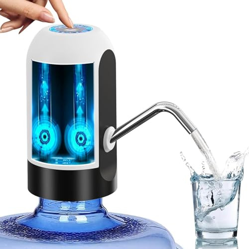 Electric Water Bottle Pump, USB Charging Automatic Drinking Water Dispenser, 30 Days Battery Life, Portable Water Bottle Switch for Universal 2-5 Gallon Bottle, For Home, Office, Travel, Camping,White