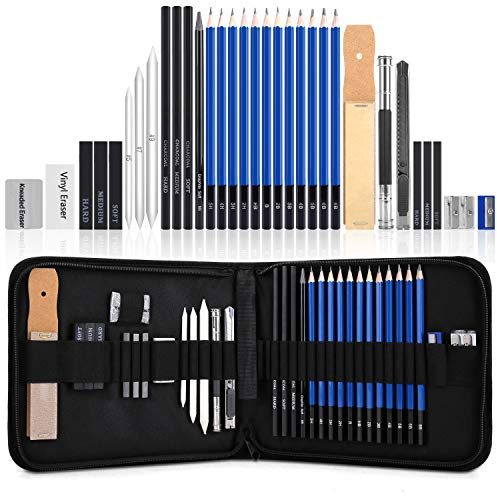 AIQIANXIN 34 Pcs Set de Lápices Profesional de Madera para Dibujo - Artista Principiante Niños