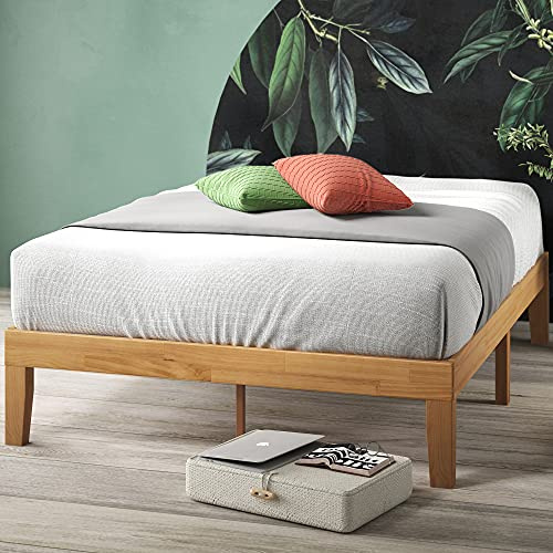 Zinus Moiz Wooden Bed Frame | Double 135x190 cm | 35 cm High | Solid Wood Foundation | Wood Slat Support | Easy Assembly | Natural