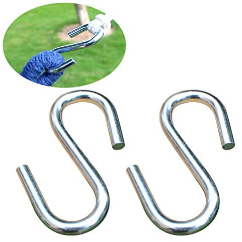 Calayu Pack of 2 Stainless Steel S-Hooks Heavy Duty S-shaped Hooks Ultra Thick Hammocks S-Hooks Swing Seat Hooks for Outdoor Hammocks