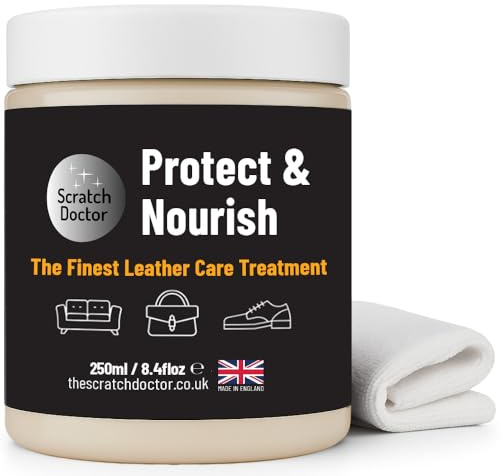 Scratch Doctor Protect and Nourish Leather Treatment Natural Conditioner Restorer Balm for Furniture, Sofas, Car Seats, Shoes, Bags (250ml)