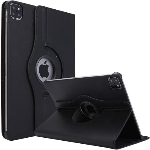 World biz Étui rotatif pour iPad Pro 12,9 pouces (2022/2021/2020/2018) - Support rotatif à 360 degrés avec protection en similicuir - Fonction veille/réveil automatique (Noir)