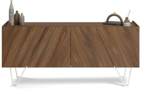 MOBILI FIVER, Emma, Sideboard mit 4 Türen, mit weißen Beinen, Nussbaum Canaletto, Made In Italy