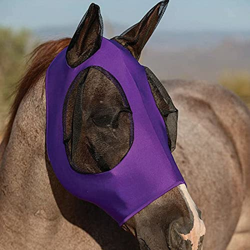 WZCXYX Anti-fliegen-Anti-moskito-Horse-Maske Einstellbare Maske Pferdegesicht Pferd-Kopf-Cover-Ohren-Kapuze-Kapuze Full Face Mesh Reitmaske(Color:lila)