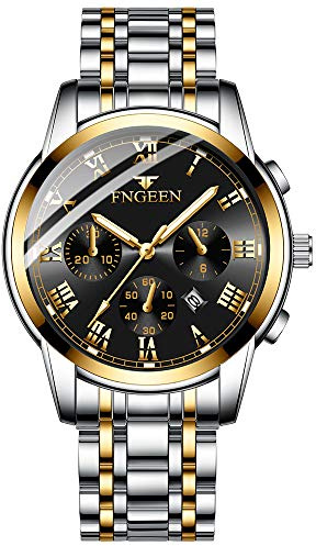 SGU Montre Homme Style Affaires Étanche Analogique Quartz Montres avec Acier Inoxydable Habiller ​MontreBracelet,Coffret Cadeau