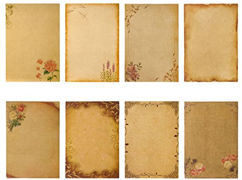 Carta da Lettere Vintage, Set Fogli Carta di Lettere Vintage, Fogli Carta Kraft, Fogli Carta da Lettera Antica, Carta Stazionaria Vintage, per Scrivere, Stampare, Inviti (marrone)