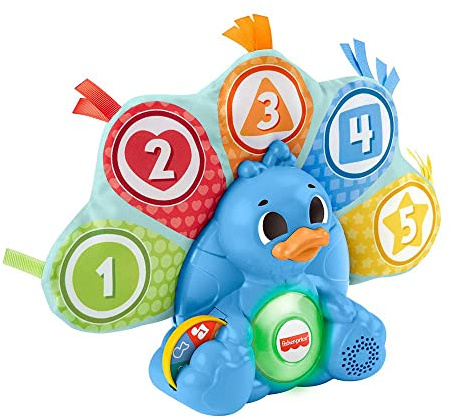 Fisher-Price Linkimals Pfauen-Lernspielzeug mit Lichtern und Geräuschen, das Farben und Zählen, Babys + 9 Monate (Mattel HNN80)
