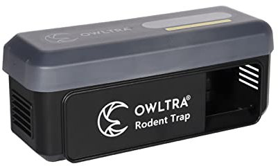 OWLTRA OW-7 Trappola elettrica per roditori per interni ed esterni, trappola per topi e topi con copertura impermeabile, allarme acustico e luminoso, batteria o fonte di alimentazione USB, grado