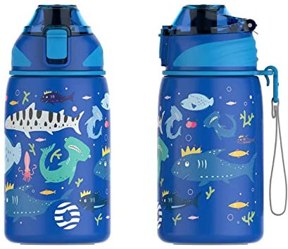 Fjbottle Botella Térmica para Niños 400 ml, sin fugas/sin BPA, Doble Pared Botella Agua Acero Inoxidable para escuela, guardería