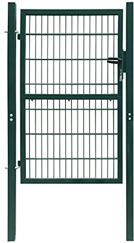 WIFESE Gartentor Grün 106x170 cm 2D Zauntor GartentüR Gartenzaun Doppelstabmattenzaun Gartenzaun Komplettset Doppelstabmattenzaun Tor GartentüRschloss