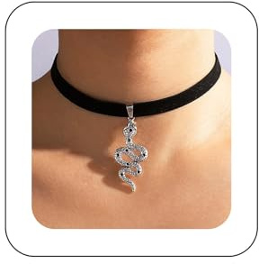 Inilbran Boho Schlange Samt Choker Halskette Silber Schlange Halskette Choker Gothic Schwarzes Band Halskette Punk Schlange Halskette Kettenschmuck Für Frauen Und Mädchen