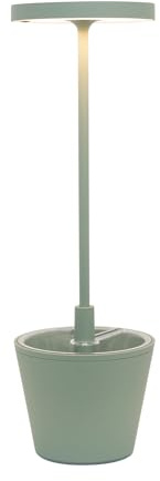 Zafferano, Poldina Reverso Lampe, Wiederaufladbare und Kabellose Tischlampe mit Touch Control, Geeignet für den Innen- und Außenbereich, Dimmer, 2200-3000 K, Höhe 35 cm, Farbe Salbei