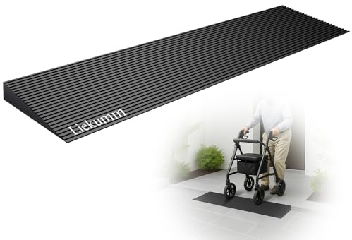 LIEKUMM 1-3/8 Rise Rubber Threshold Ramp for Doorways & Home Steps, 2500 lbs Heavy Duty Wheelchair Door Ramp, Non-Slip Indoor Outdoor Transition, 35.5 Wide, Cuttable