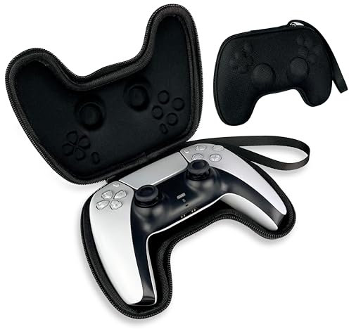 MyGadget Housse Compatible avec Manette Sony PlayStation 5 Dualsense Wireless - Coque Rigide avec Dragonne - Protection Anti poussière en Noir
