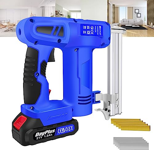 21V Cordless Staple Nail Gun, Electric Nail Gun with Carry Case & 500PCS Staples/500PCS Nails, 2-in-1 Battery Powered Nail Gun Electric Stapler Heavy Duty Stapler Gun DIY Project of Upholstery