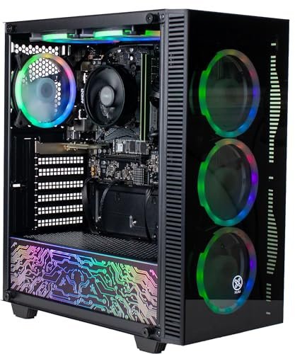 XUM Titan Prebuilt Gaming PC: AMD Ryzen 5 8600G, Radeon Integrated Graphics, 16GB DDR5 RAM, 1TB NVME SSD. 500W PSU 80+ Bronze, aRGB, WiFi 5, Windows 11 Home, Entry Level, Black Case