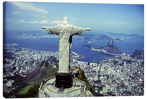 Posterlounge Christus-Statue in Rio de Janeiro Leinwandbild von Sue Cunningham 30 x 20 cm Wandbilder Wanddeko