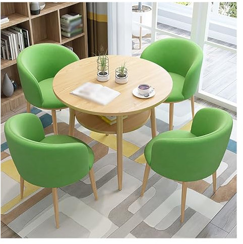 Büro-Empfangsraum-Clubtisch,Besprechungstisch,Büro-Konferenztische,Runder Tisch Und Vier Stühle,Couchtisch Und Stuhl Set,Kleine Runde Tische,Platzsparende Möbel,Kleiner Raum,Küche, (Color : Green)