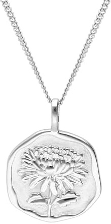 trendor Halskette mit Monatsblume November 925 Silber Rhodiniert zauberhafter Halsschmuck für Damen, edles Accessoire und schöne Geschenkidee 68000-11-45 45 cm