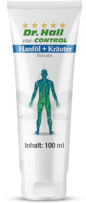 Dr. Hall Hanföl Kräuter Balsam - Feuchtigkeitsspendende Pflege für Haut & Muskeln mit Teufelskralle, Menthol, Kampfer, Weidenrinde & ätherischen Ölen - 100 ml