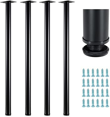 WUHUANGKAKA 36 Inch Table Legs,Adjustable Metal Desk Legs,Suitable for DIY Furniture Legs, Computer Desk, Dining Table, Workbenches,Coffee Table, Set of 4 (Black).